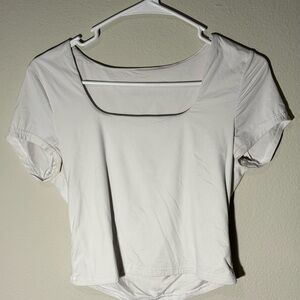 White Square Neck Tee